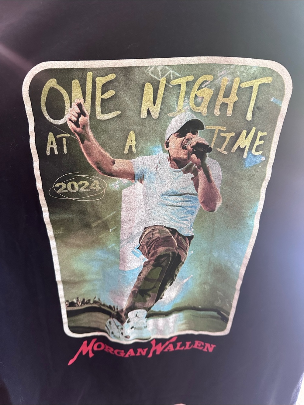 Morgan Wallen One Night At A Time 2024 Tour Shirt Black Concert Tee Medium